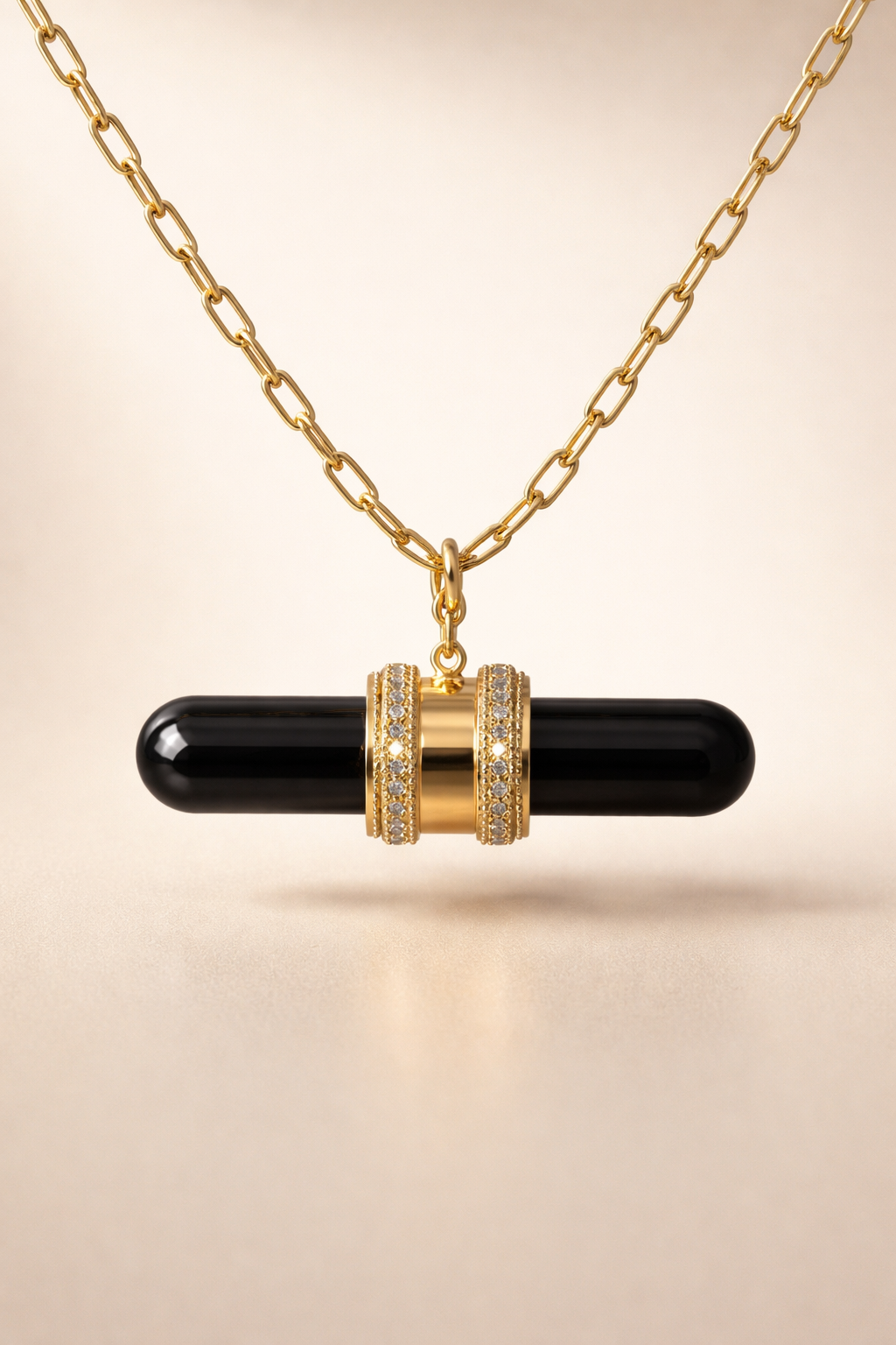 Black Onyx Strength Bar Necklace
