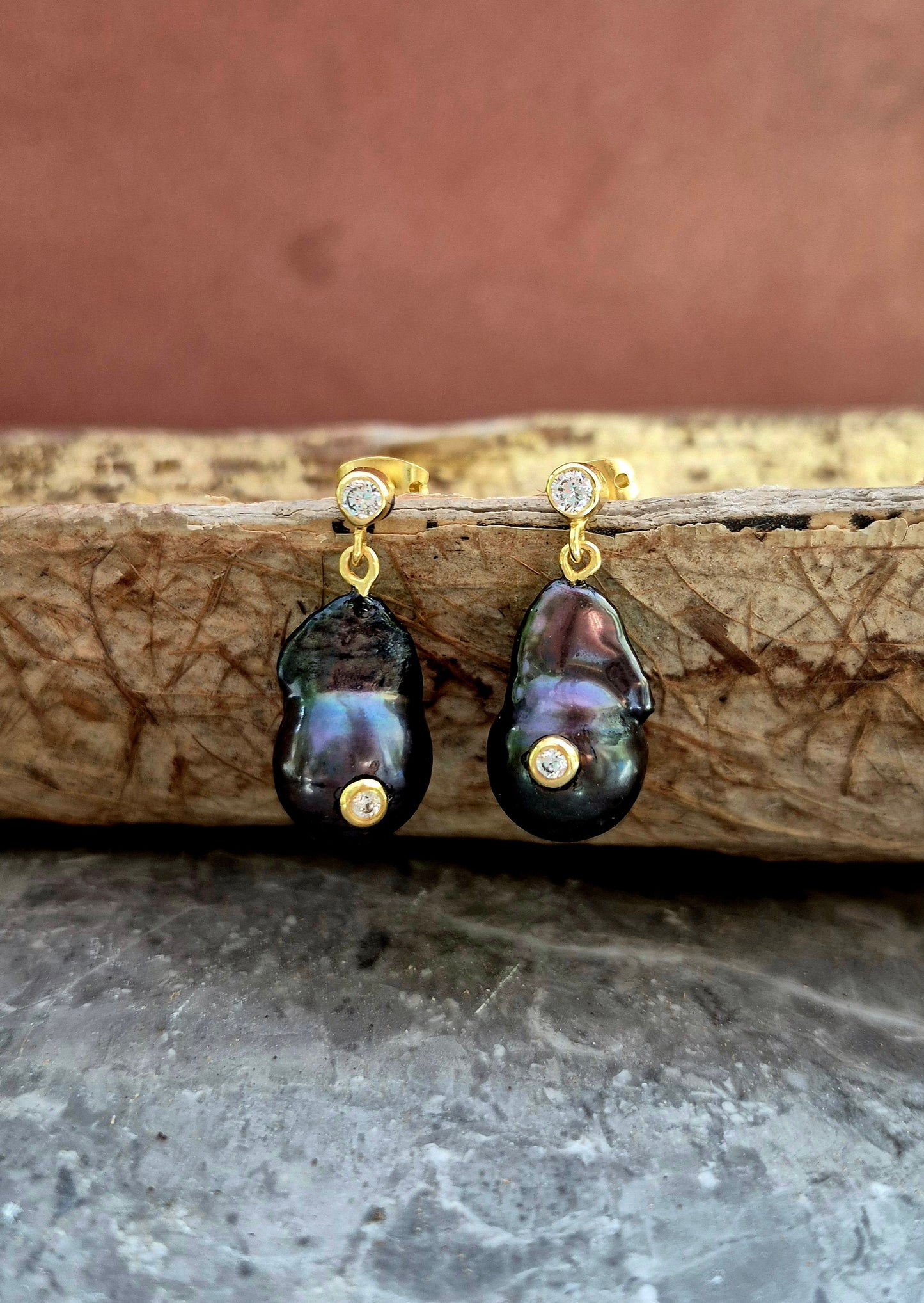 black baroque pearl earrings