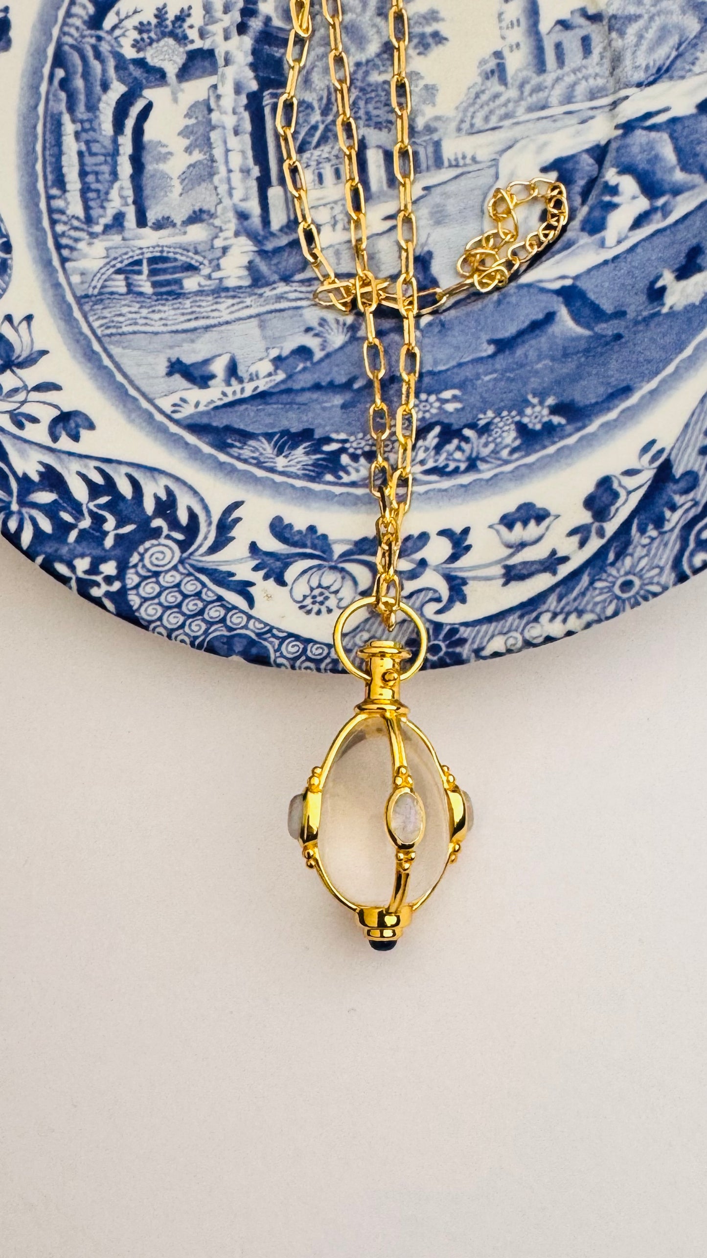 crystal quartz moonstone pendant