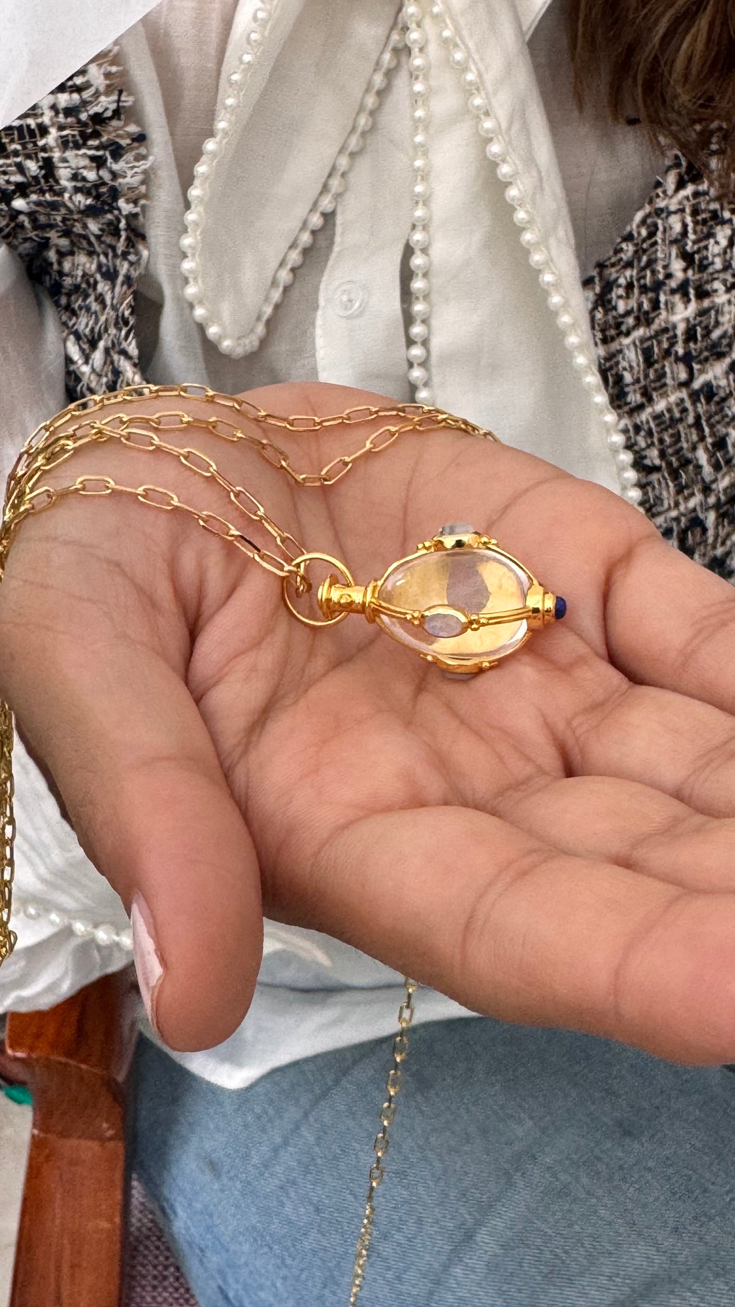 crystal quartz moonstone pendant