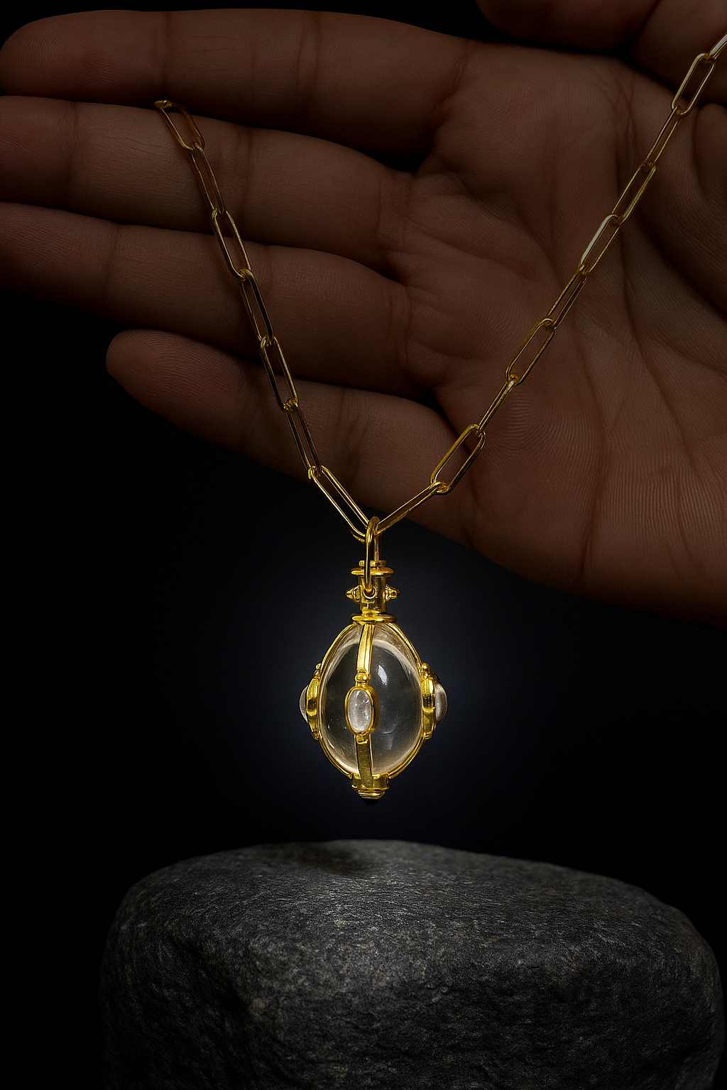 crystal quartz moonstone pendant