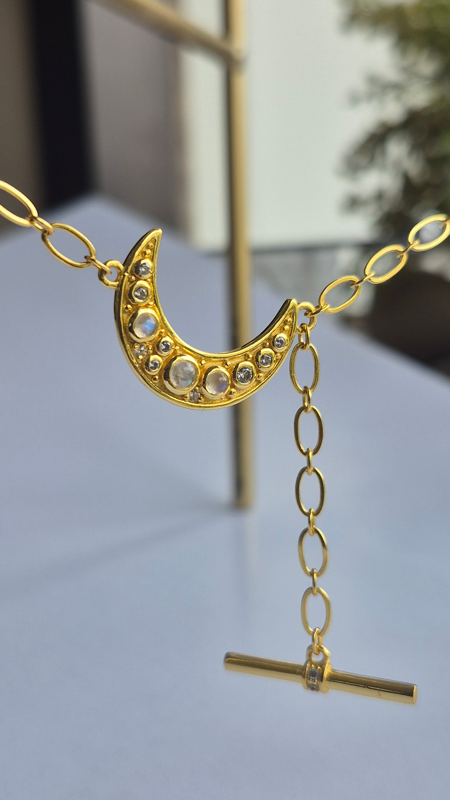Hiraya - Moonstone Moon Pendant