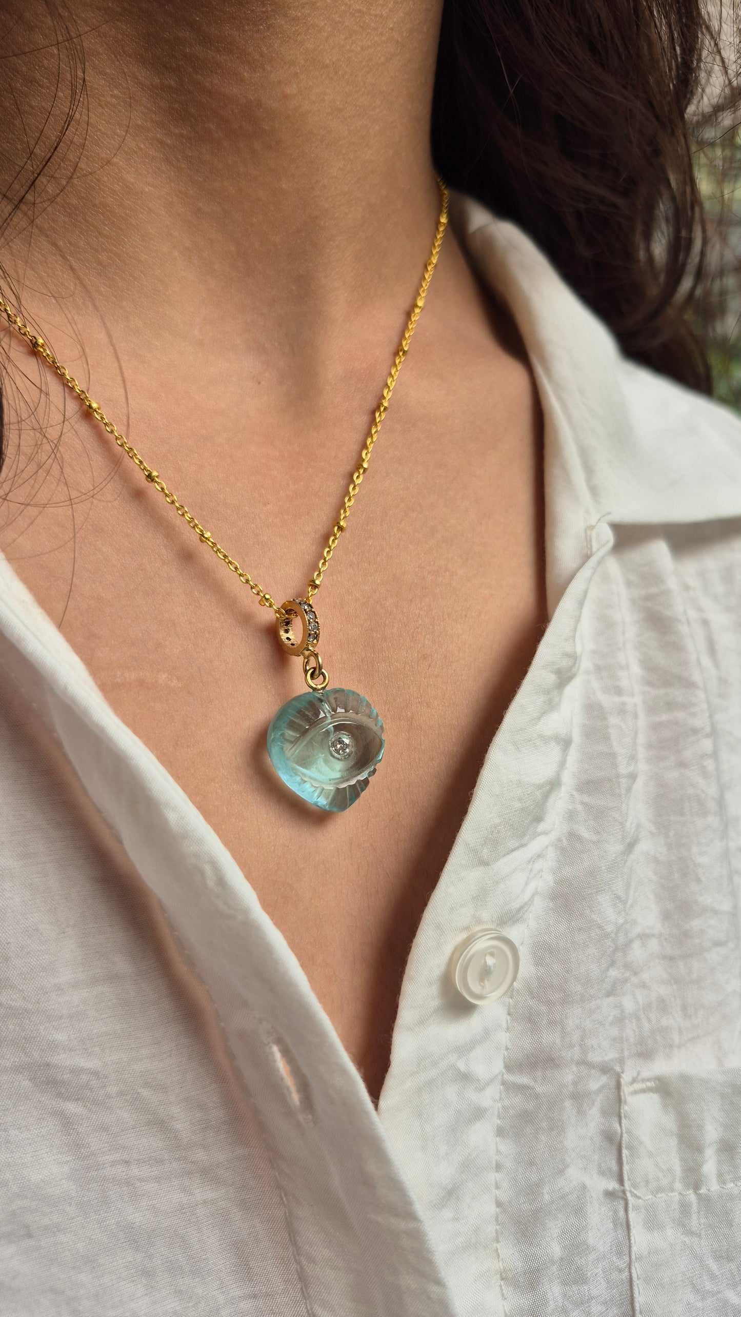 aquamarine evil eye necklace