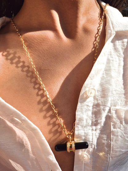 black onyx charm necklace