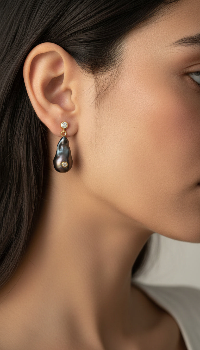 black pearl earrings