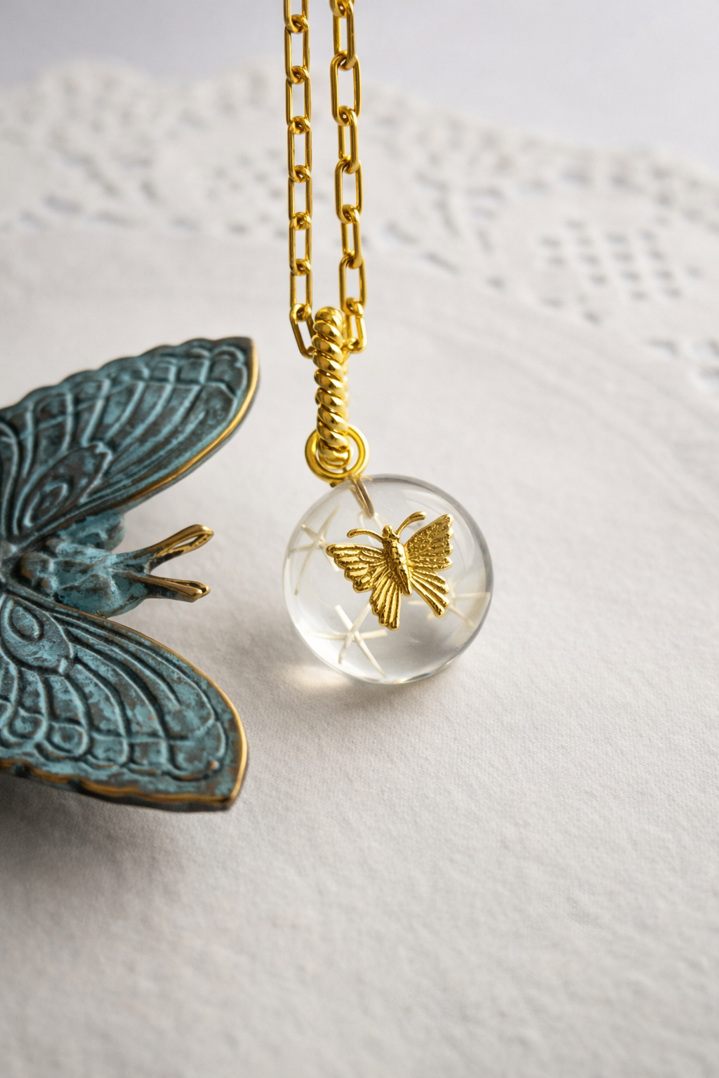 butterfly quartz pendant