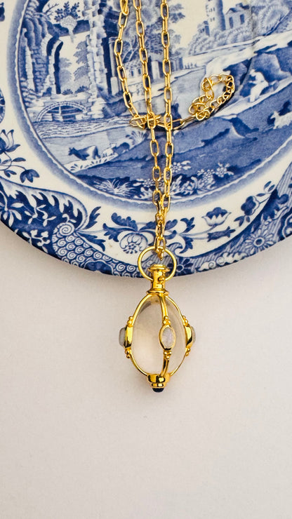 crystal quartz moonstone pendant