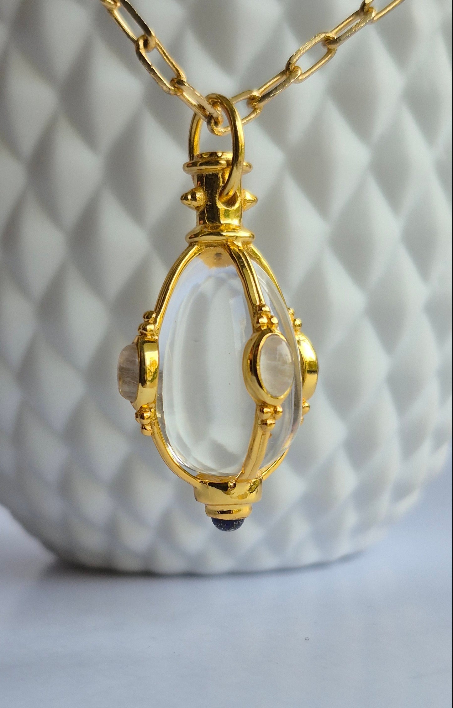 crystal quartz moonstone pendant