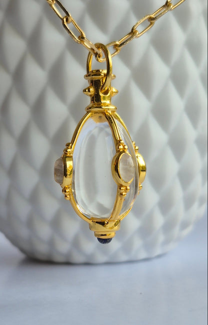 crystal quartz moonstone pendant