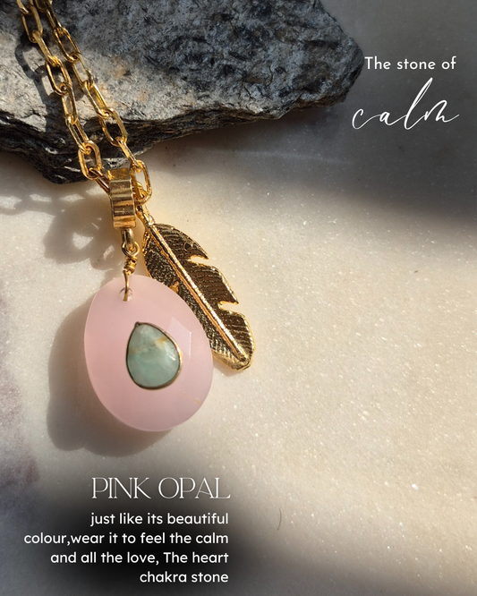 pink opal gemstone pendant