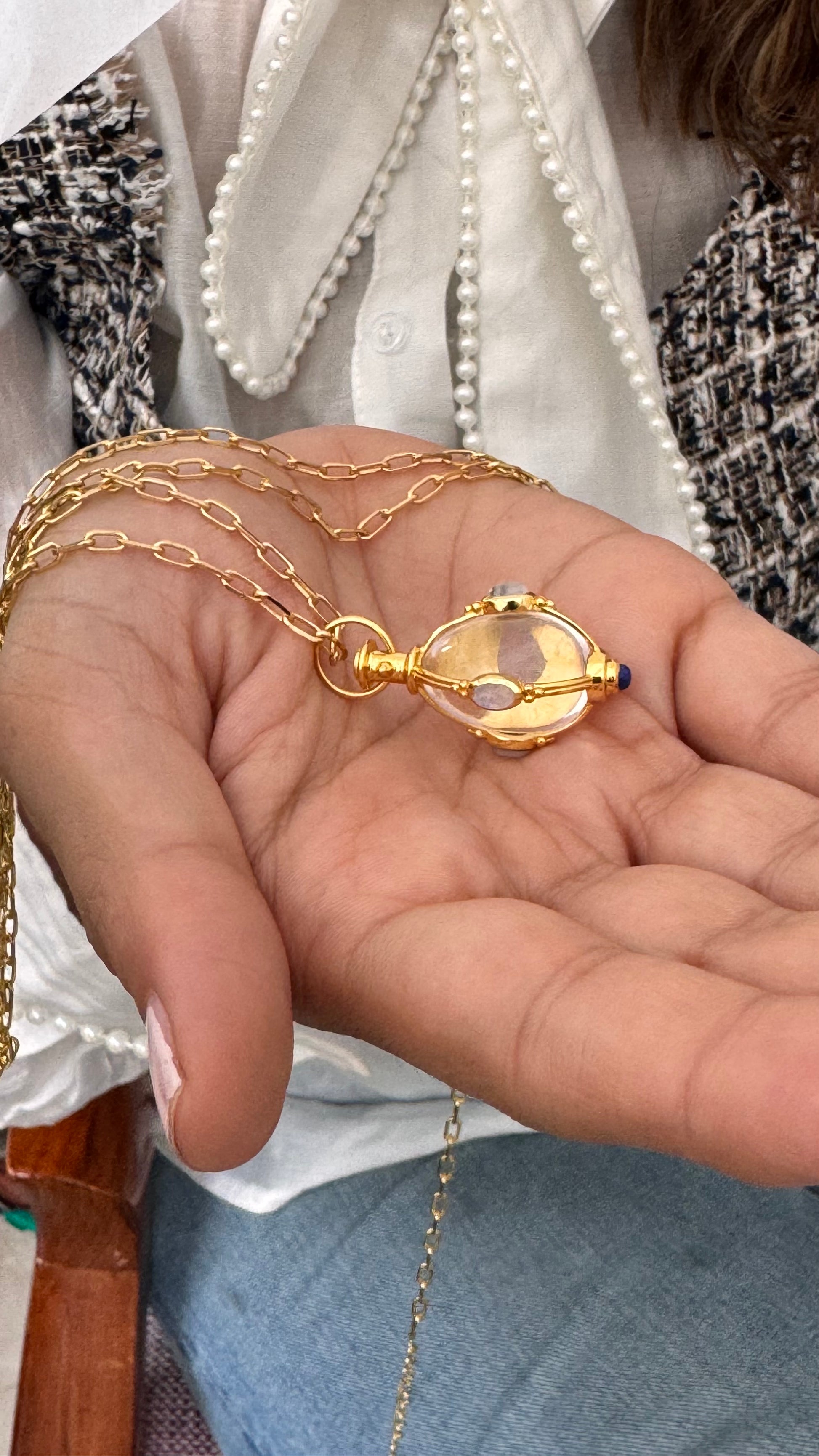 crystal quartz moonstone pendant