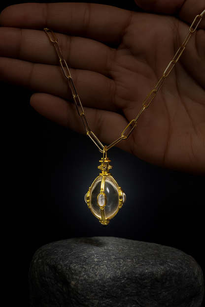 crystal quartz moonstone pendant