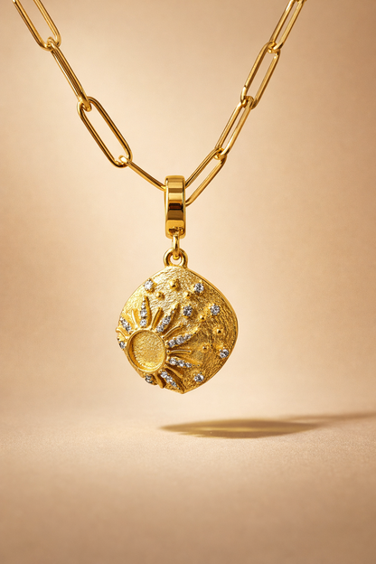 celestial sun moon universe charm necklace